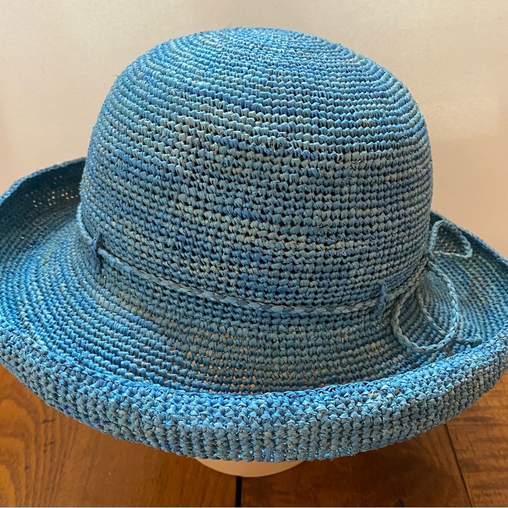 Blue Jaden Rael Hand Made Hat from Madagascar (100% Raffia) Size M